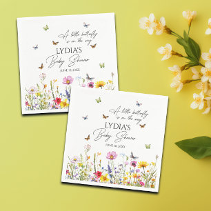 A Little Butterfly Wildflowers Baby Shower Napkins