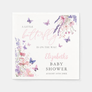 A Little Butterfly Wildflowers Floral Baby Shower Napkins