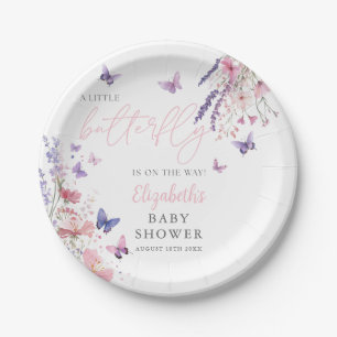 A Little Butterfly Wildflowers Floral Baby Shower Paper Plates