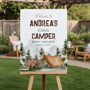 A little Camper Bear Boy Baby Shower Welcome Foam Board
