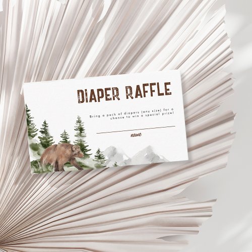 A little Camper Bear Diaper Raffle Boy Baby Shower Enclosure Card