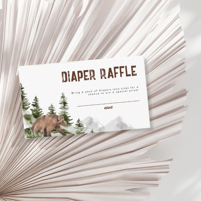 A little Camper Bear Diaper Raffle Boy Baby Shower Enclosure Card (Creator Uploaded)