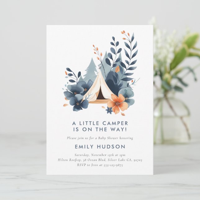 A Little Camper Forest Baby Shower Invitation (Standing Front)