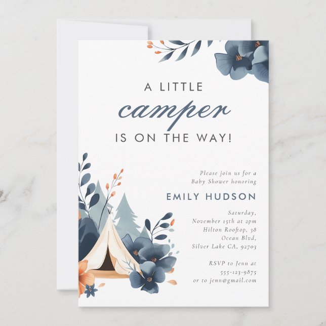A Little Camper Forest Baby Shower Invitation (Front)