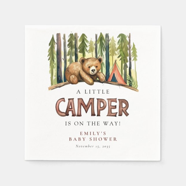A Little Camper Forest Baby Shower Napkins (Front)