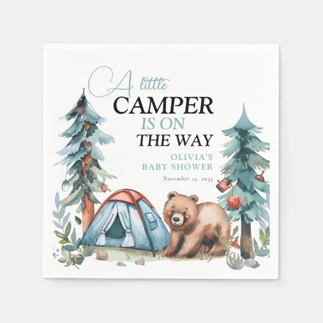 A Little Camper Forest Baby Shower Napkins (Front)