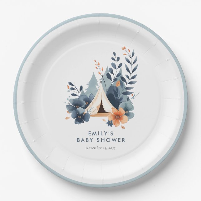 A Little Camper Forest Baby Shower Paper Plates (Front)