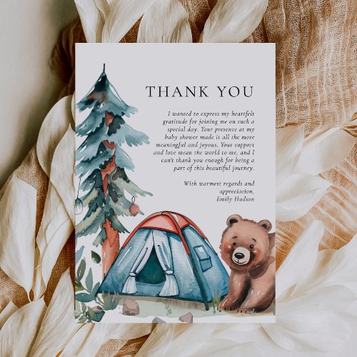 A Little Camper Forest Baby Shower Thank You Card