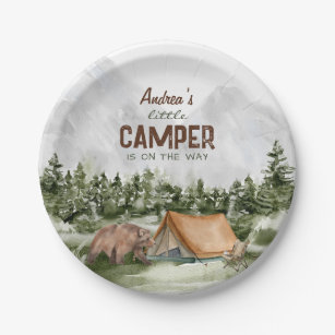A little Camper is on the Way Baby Boy Shower Paper Plates