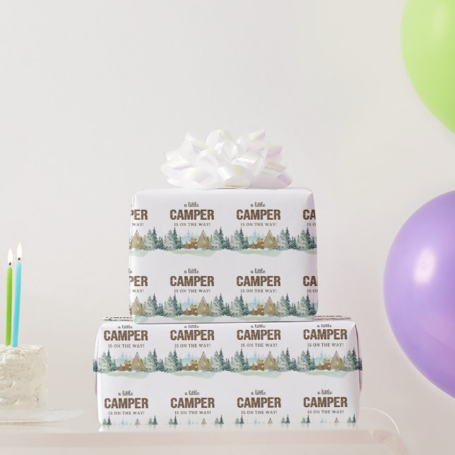 A Little Camper Rustic Wood Baby Shower Wrapping Paper (Party Gifts)