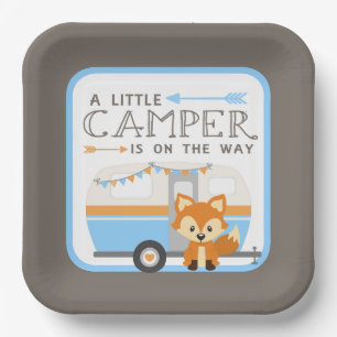 A Little Camper RV Camper Baby Shower Brown Paper Plates