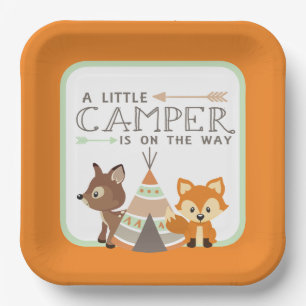 A Little Camper Teepee Baby Shower Orange Paper Plates