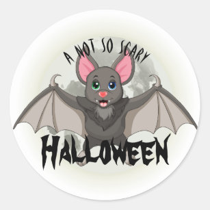 A Little Cartoon Bat & A Not So Scary Halloween Classic Round Sticker