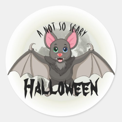 A Little Cartoon Bat  A Not So Scary Halloween Classic Round Sticker