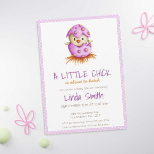 A Little Chick is About to Hatch Pink Baby Bird Invitation