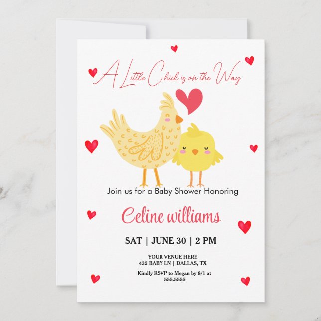  A Little Chick is on the Way baby shower Invitation (Front)