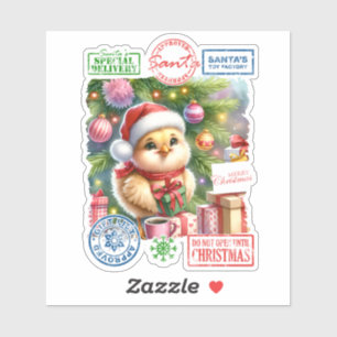 A Little Chick is Ready for Christmas Sticker