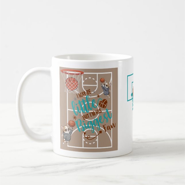 A little Chihuahua who loves basketball Coffee Mug (Left)