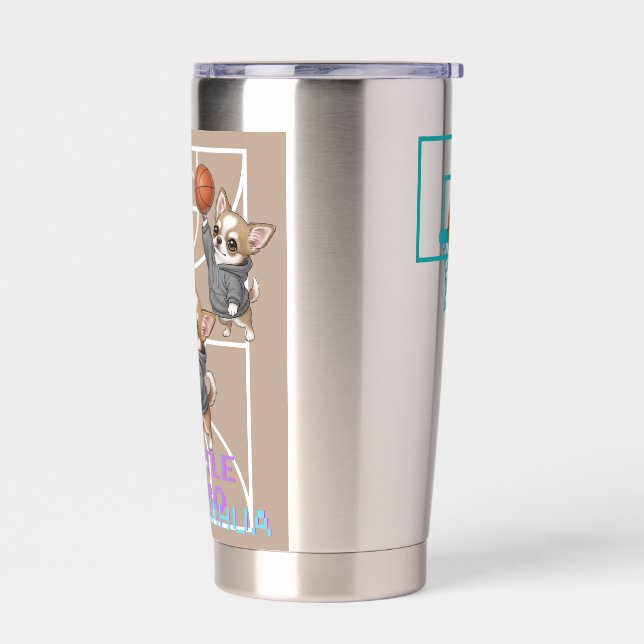 A little Chihuahua who loves basketball Insulated Tumbler (Left)