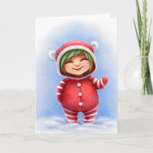 A Little Christmas Girl Holiday Card