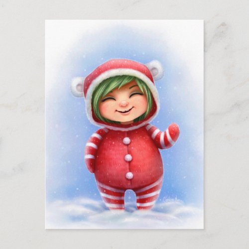 A Little Christmas Girl Holiday Postcard