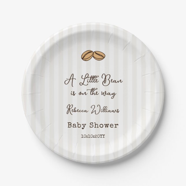 A Little Coffee Bean is on The Way  Baby Shower  Paper Plates (Front)