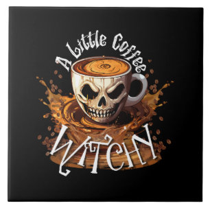 A Little Coffee Witchy Ceramic Tile