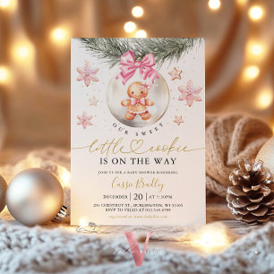 A Little Cookie Baubles Gingerbread Baby Shower Invitation