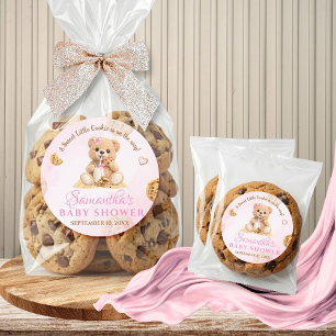 A little Cookie Girl Baby Shower - Teddy Bear Pink Classic Round Sticker