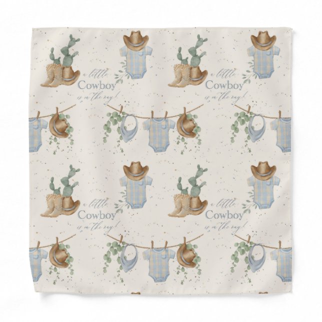 A Little Cowboy Baby Shower Bandana (Front)