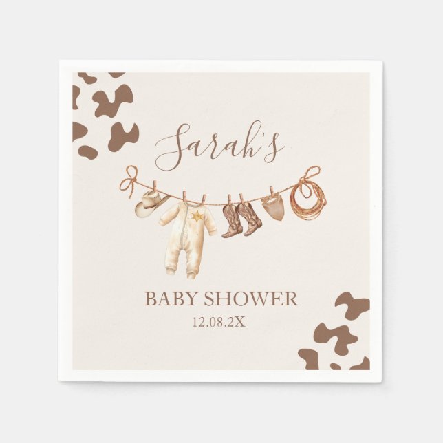 A little Cowboy  Baby Shower Boy Napkins (Front)