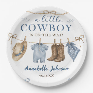 A Little Cowboy Baby Shower Boy Paper Plates