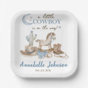 A Little Cowboy Baby Shower Boy Paper Plates