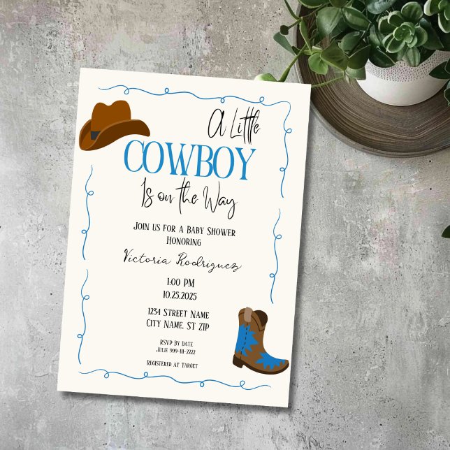 A Little Cowboy Baby Shower Invitation (Creator Uploaded)