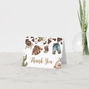 A Little Cowboy Baby Shower Letterpress Thank You Card