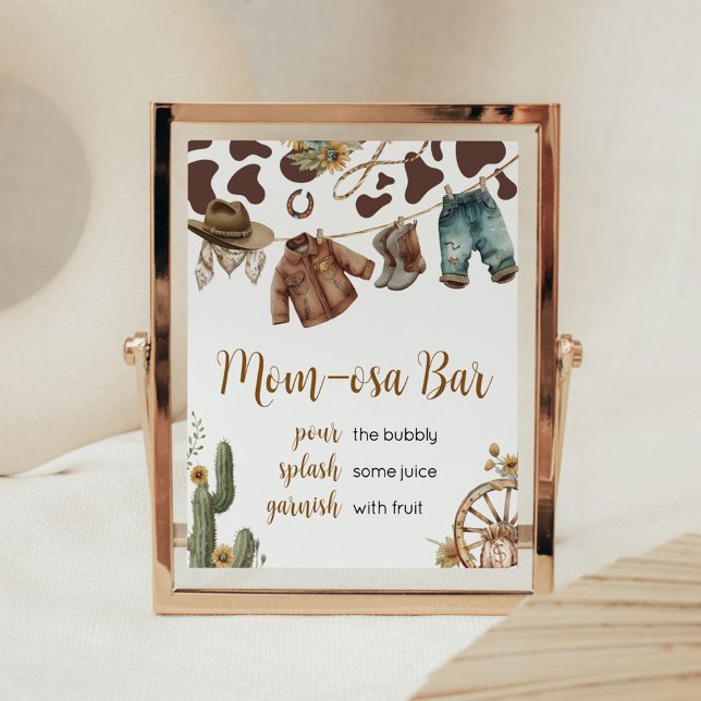 A Little Cowboy Baby Shower Mom Osa Bar Poster (A Little Cowboy Baby Shower Mom-osa Bar Sign)
