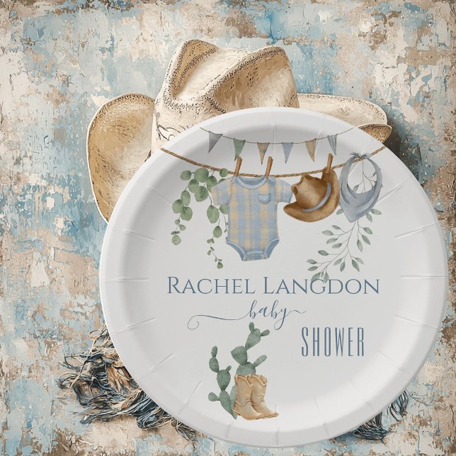A Little Cowboy Baby Shower  Paper Plates (Creator Uploaded)