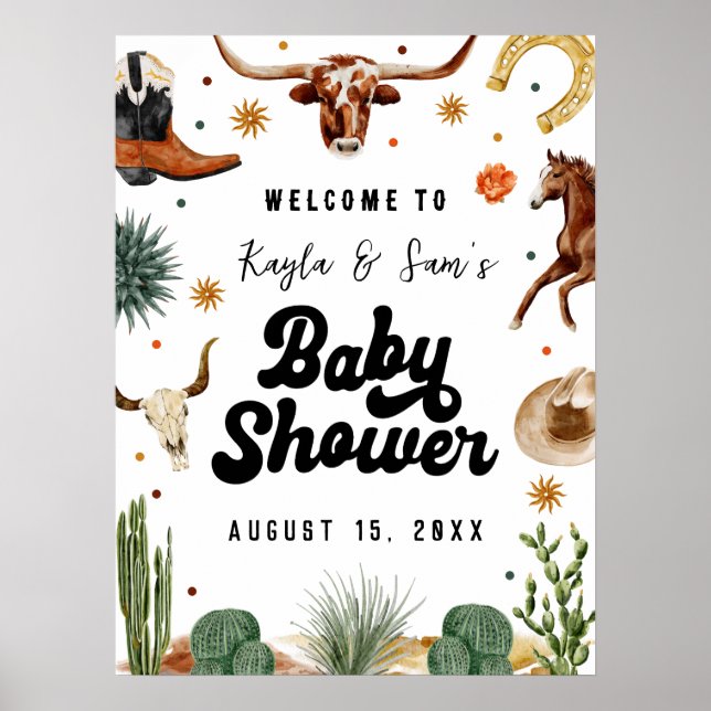 A Little Cowboy Baby Shower Welcome Poster (Front)