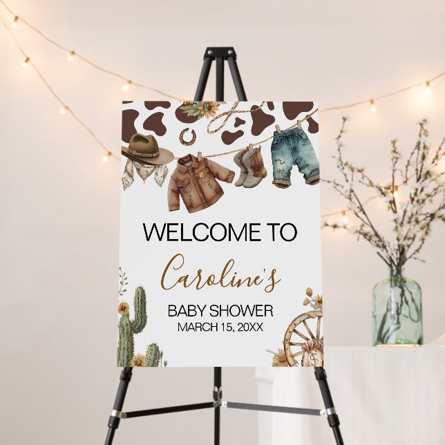 A Little Cowboy Baby Shower Welcome Sign (In Situ (Stand))