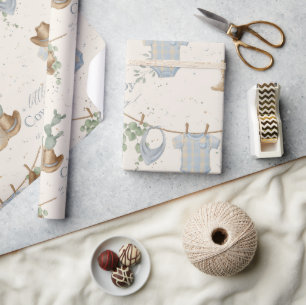 A Little Cowboy Baby Shower Wrapping Paper