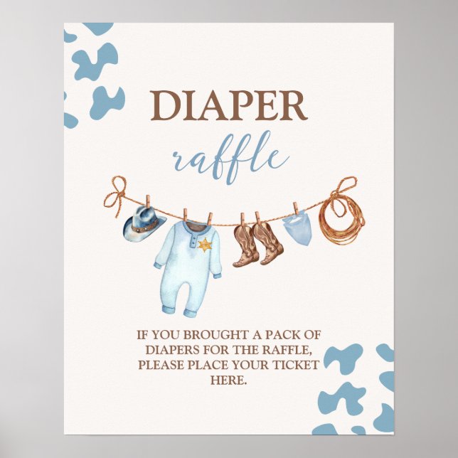 A little Cowboy Blue Diaper Raffle sign (Front)