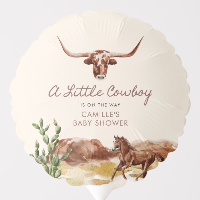 A Little Cowboy Boy Baby Shower Balloon (Front)