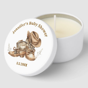 a little cowboy country boy baby shower brown mini candle favors