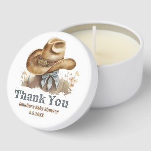 a little cowboy country boy baby shower thank you mini candle favors