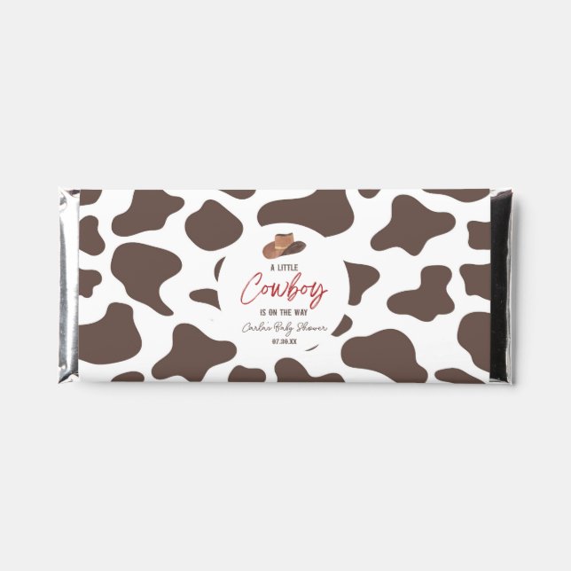 A Little Cowboy Cow Boy Rodeo Western Baby Shower Hershey Bar Favors (Front)