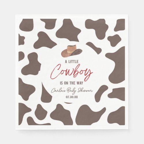 A Little Cowboy Cow Boy Rodeo Western Baby Shower Napkins