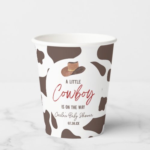 A Little Cowboy Cow Boy Rodeo Western Baby Shower Paper Cups