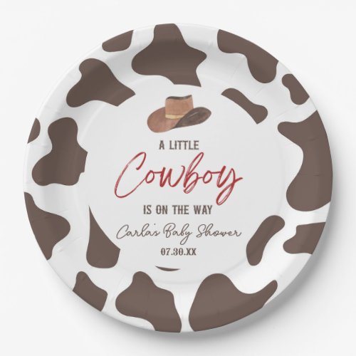 A Little Cowboy Cow Boy Rodeo Western Baby Shower Paper Plates
