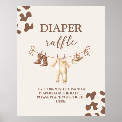 A little Cowboy Diaper Raffle sign