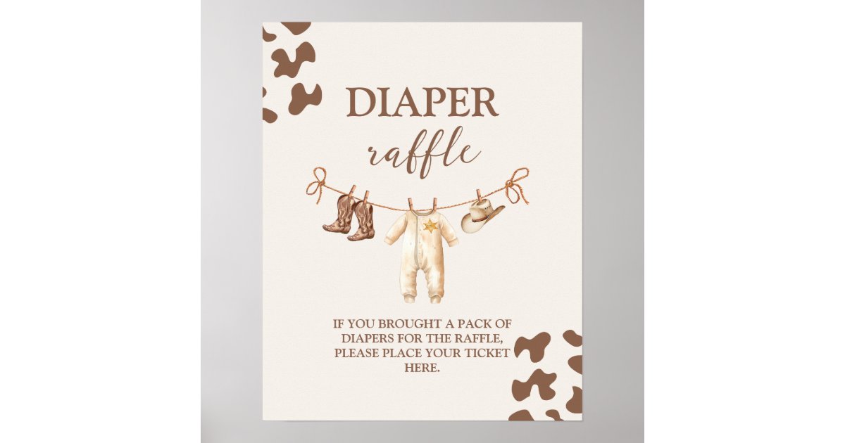 A little Cowboy Diaper Raffle sign | Zazzle